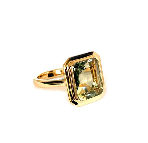 14k gold emerald cut blue topaz fashion ring MR5056BTY