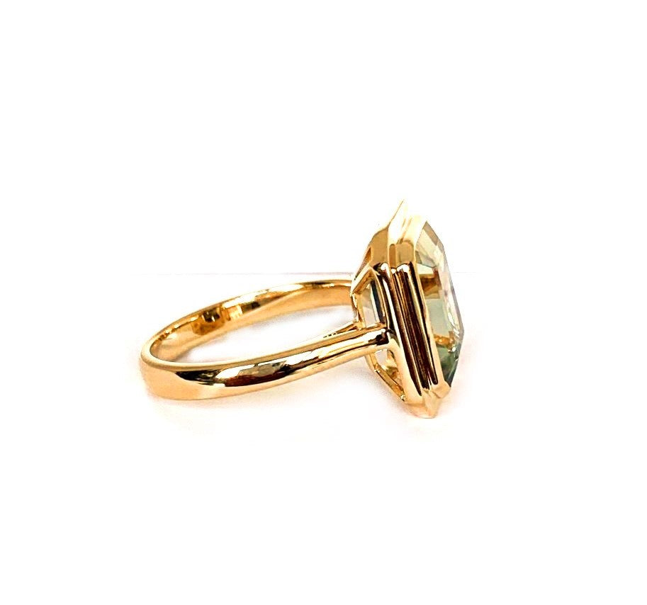 14k gold emerald cut green amethyst fashion ring MR5026GAM