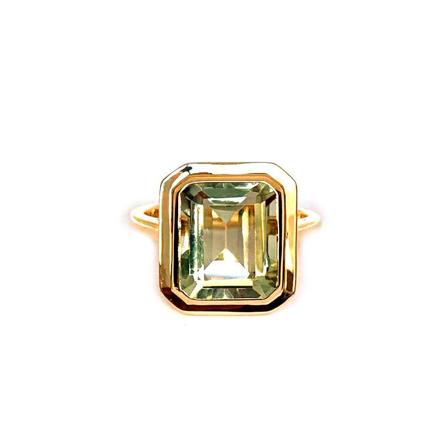 14k gold emerald cut green amethyst fashion ring MR5026GAM