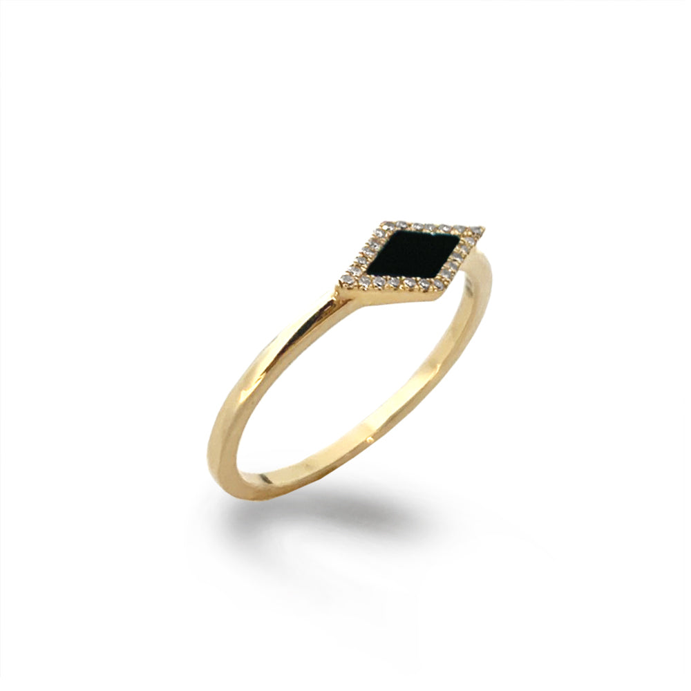 14K Marquise Onyx & Diamond Stack Ring MR71675OX