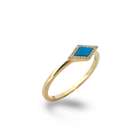 14k gold diamond shape turquoise dangle earrings ME71675TQ