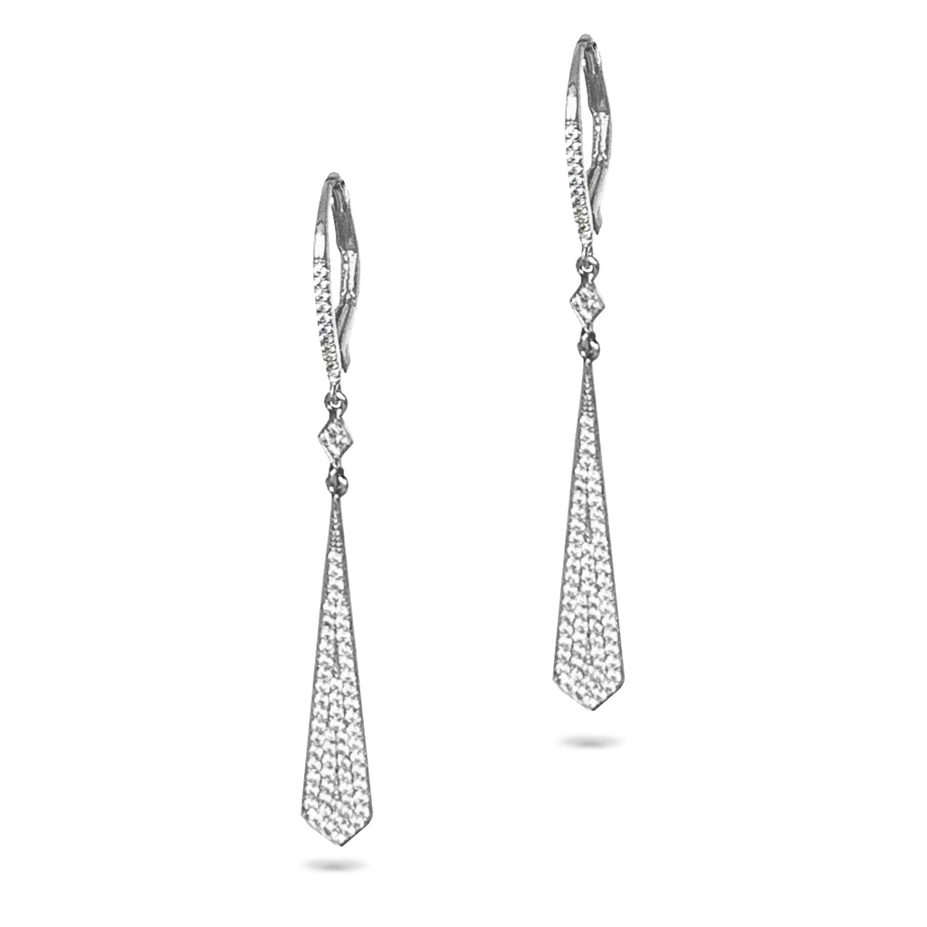 14k Gold Art Deco Kite Diamond Pave Earrings ME23757
