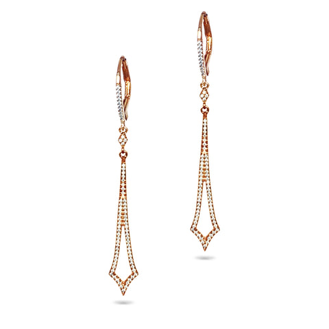 14k gold Art Deco Kite Diamond Pave Earrings in ME23493