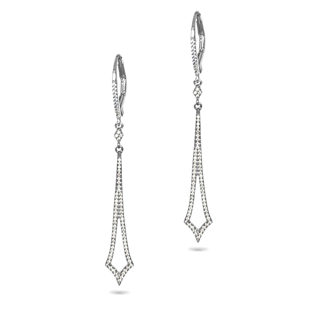 14k Long Open Pave Diamond Earrings ME24982