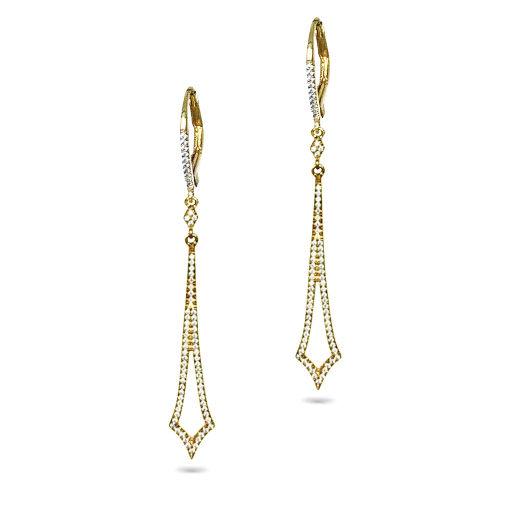 14k Long Open Pave Diamond Earrings ME24982