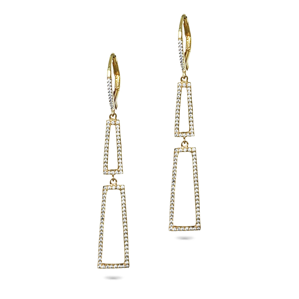 14k gold graduated open link pave diamond earrings ME25335