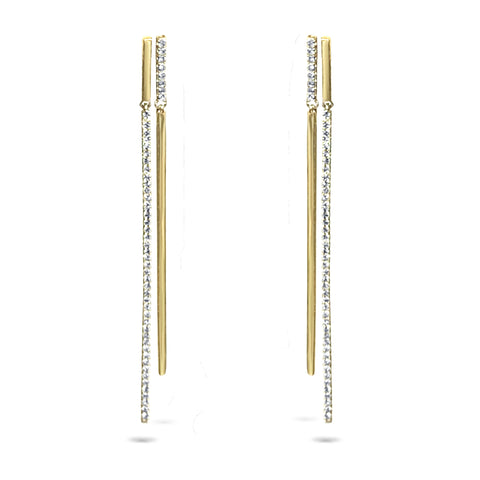 14k Gold Diamond Bezel Chain Dangle Stud Earrings ME00069