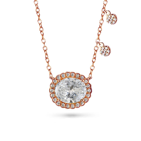 14K Round Halo Diamond & Opal Necklace MN22501OP