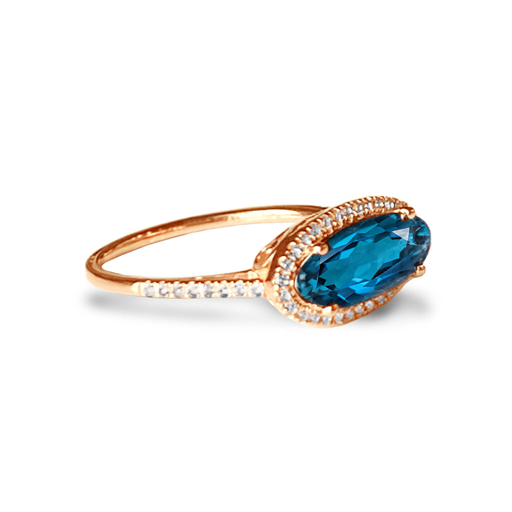 14k gold oval london blue topaz ring MR4640