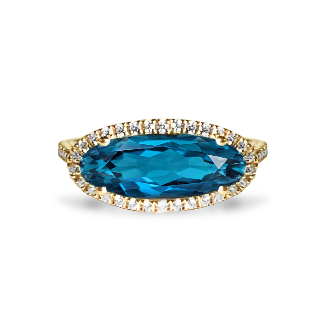 14k gold oval london blue topaz ring MR4640