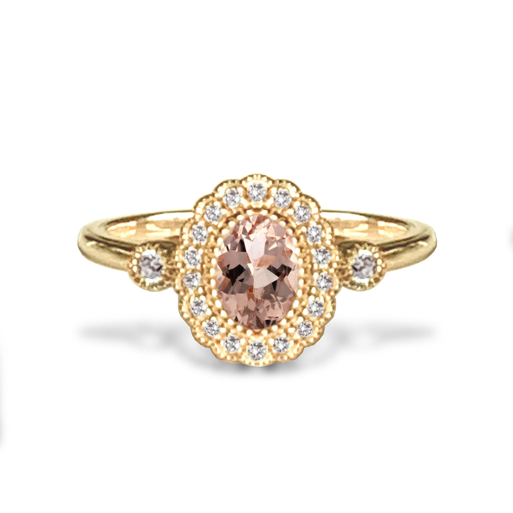 14k gold oval morganite ring MR4641