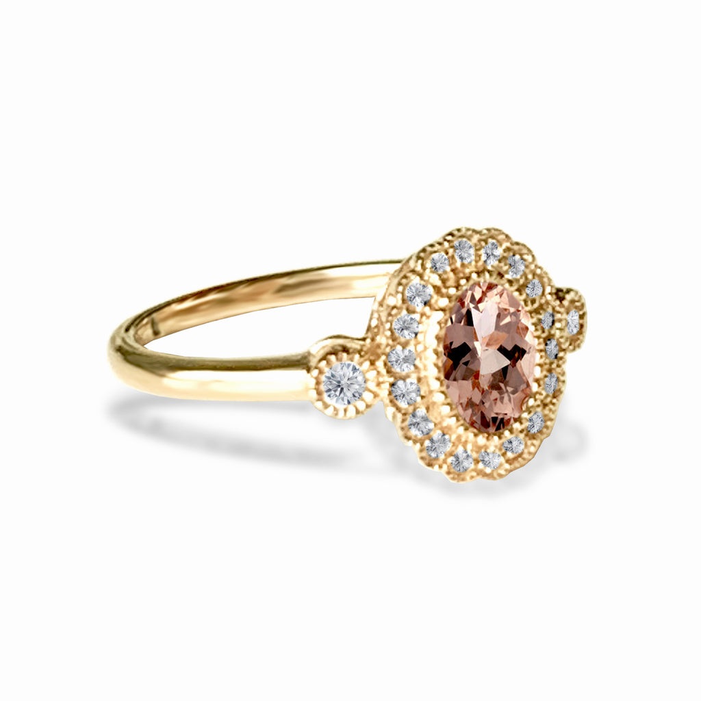 14k gold oval morganite ring MR4641