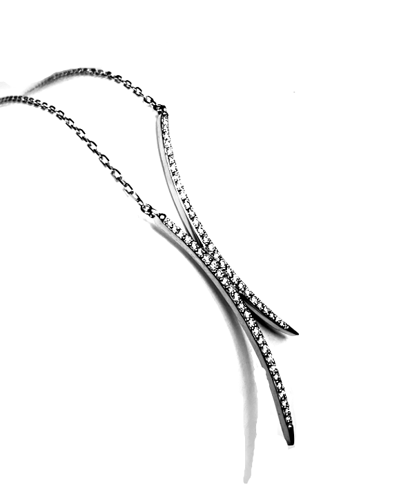 14k gold double crescent moon diamond necklace MN0753