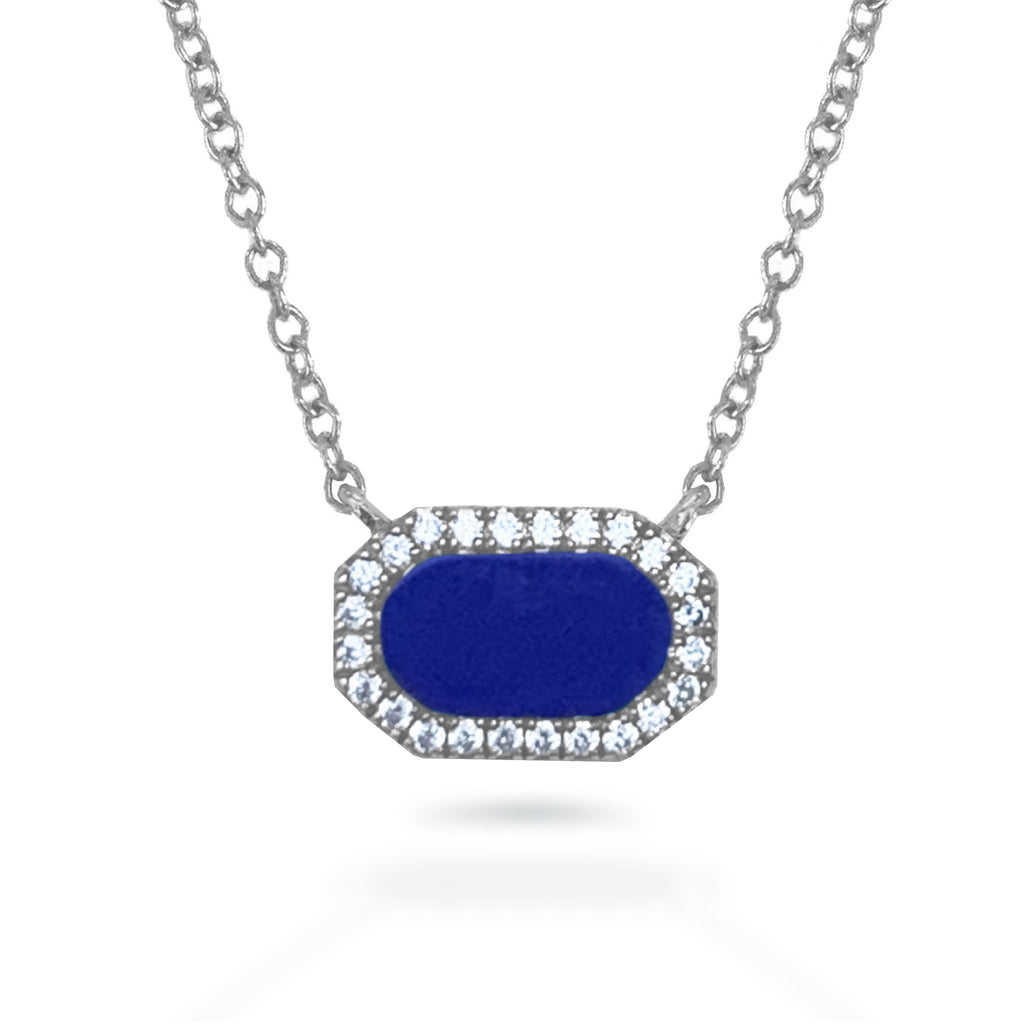 14K Lapis Horizontal Octagon Bar Necklace N4057LAP