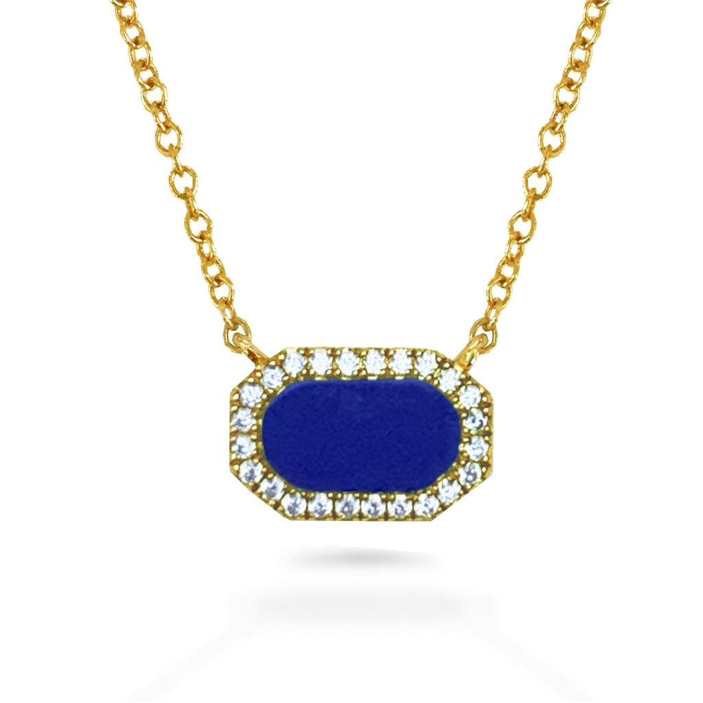 14K Lapis Horizontal Octagon Bar Necklace N4057LAP