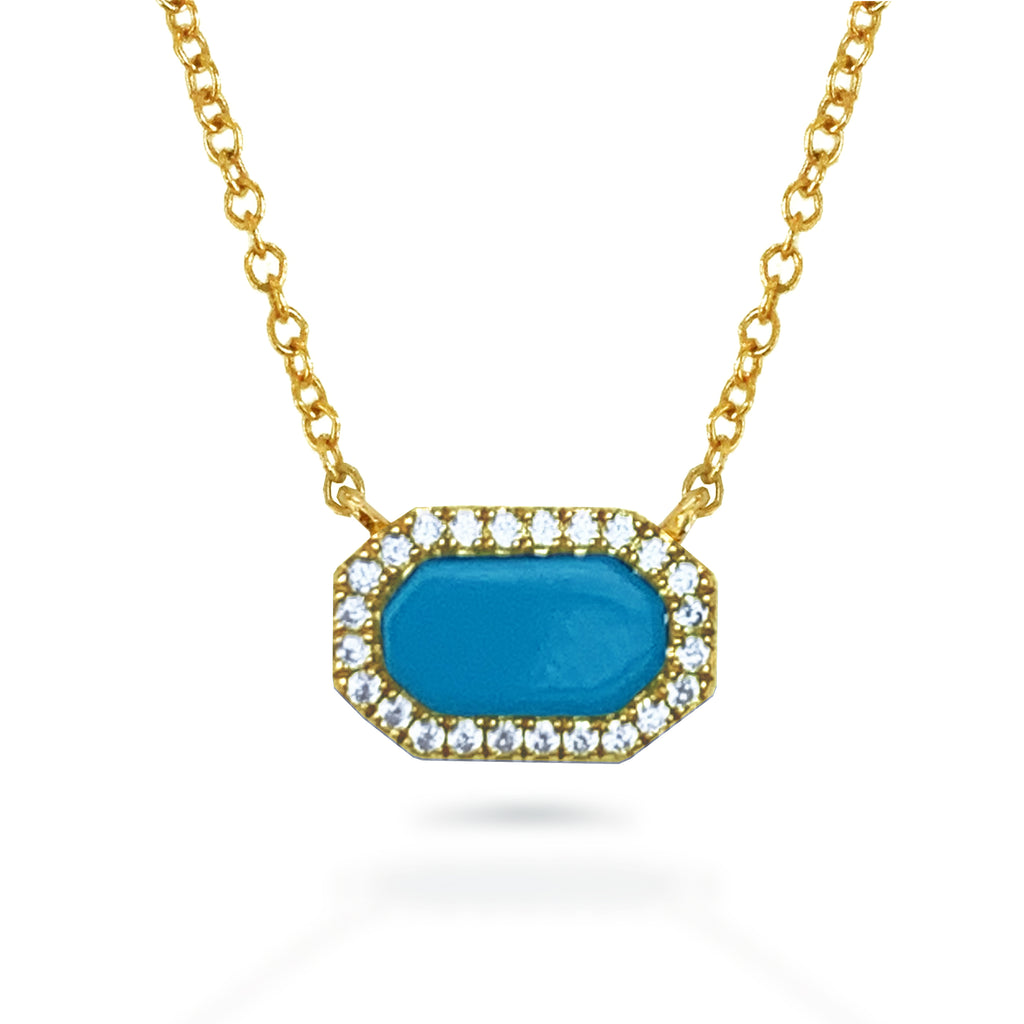 14K Lapis Horizontal Octagon Bar Necklace N4057LAP