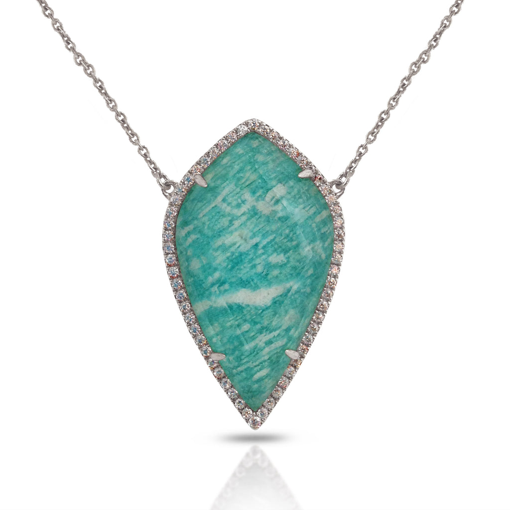 14K Gold Diamond Kite Amazonite Necklace OGP12AMZ
