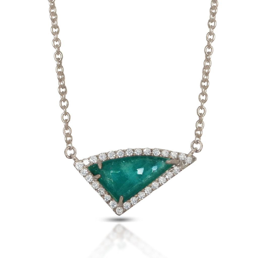 14K Gold Diamond Irregular Triangle Amazonite Fashion Necklace ON1AMZ