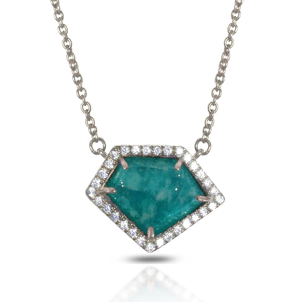 14K Polygon Amazonite Diamond Necklace ON2AMZ