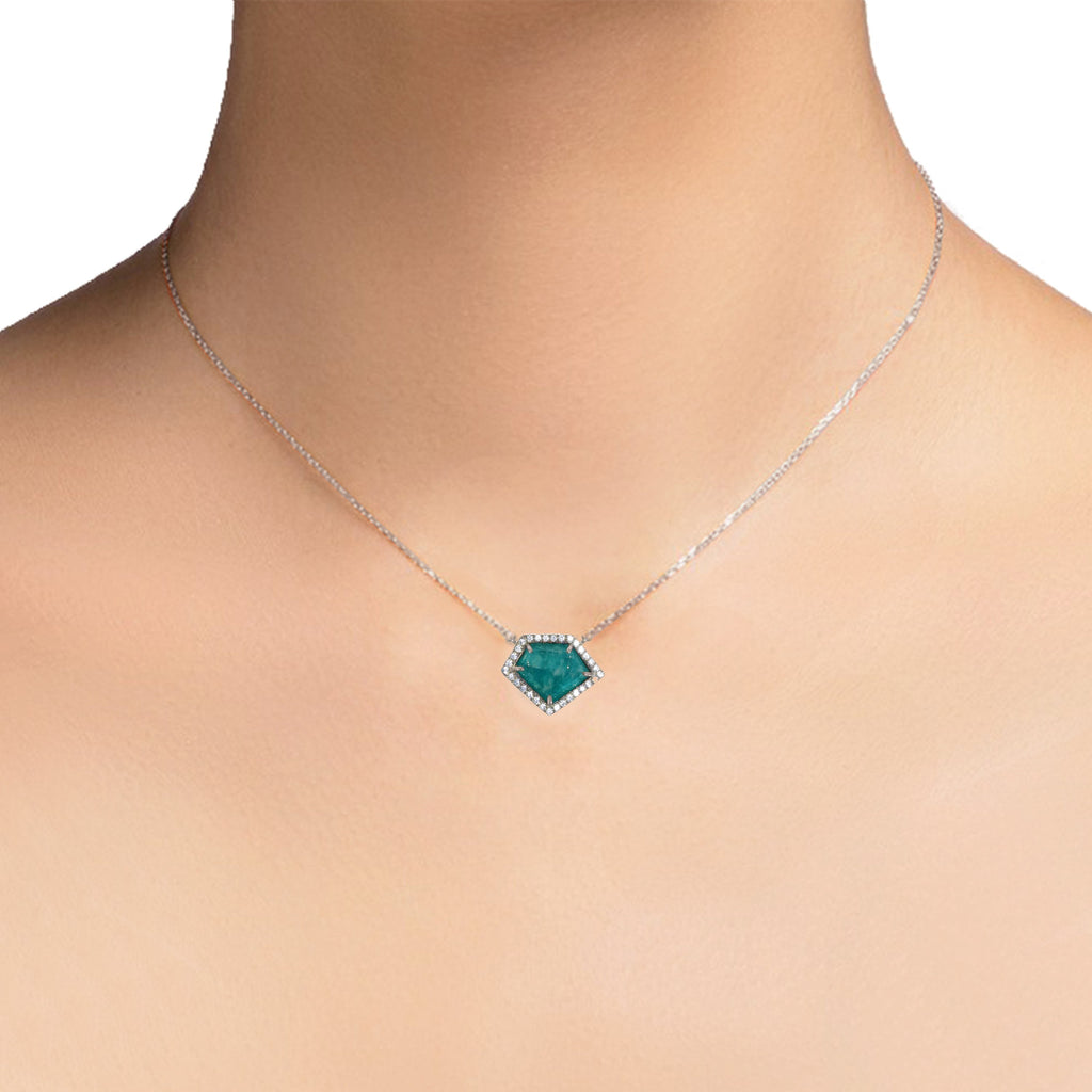14K Polygon Amazonite Diamond Necklace ON2AMZ