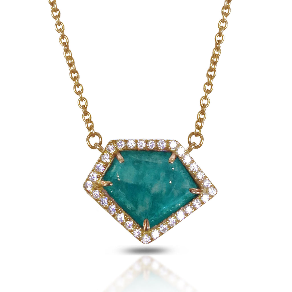 14K Polygon Amazonite Diamond Necklace ON2AMZ