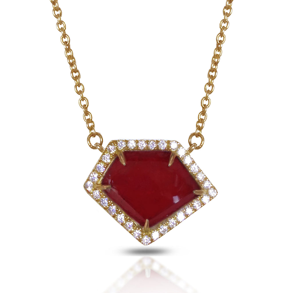 14K Polygon Ruby Diamond Necklace ON2DBRR