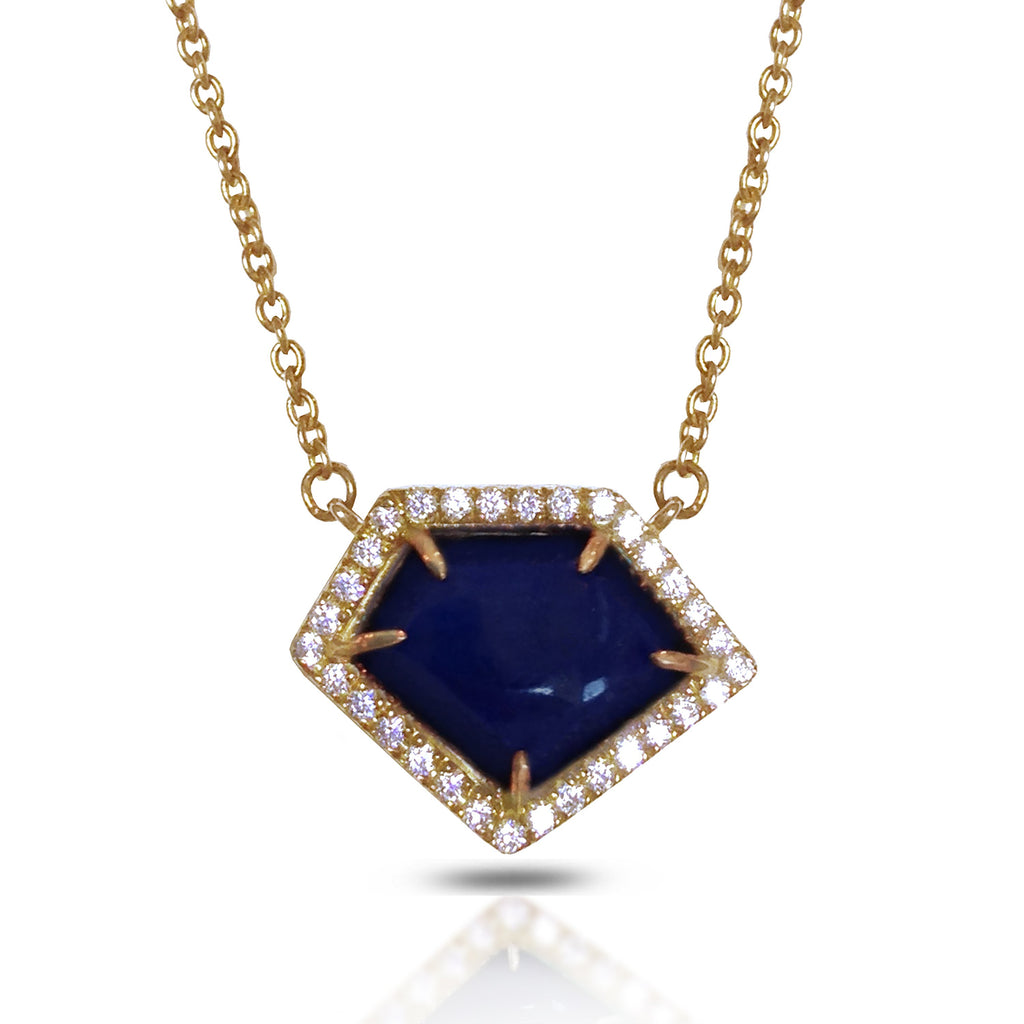 14K Polygon Lapis Diamond Necklace ON2LAP