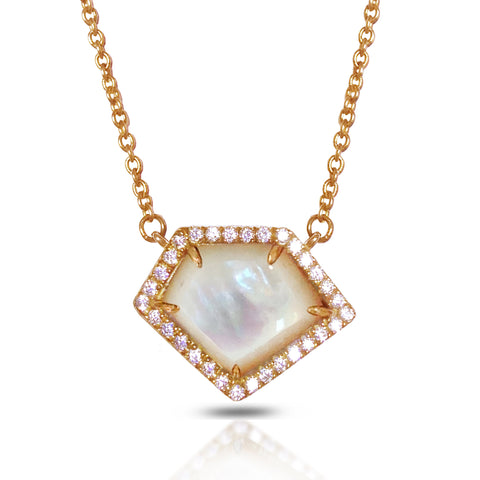 14k Gold Art Deco Mother of Pearl Diamond Earrings ME24964