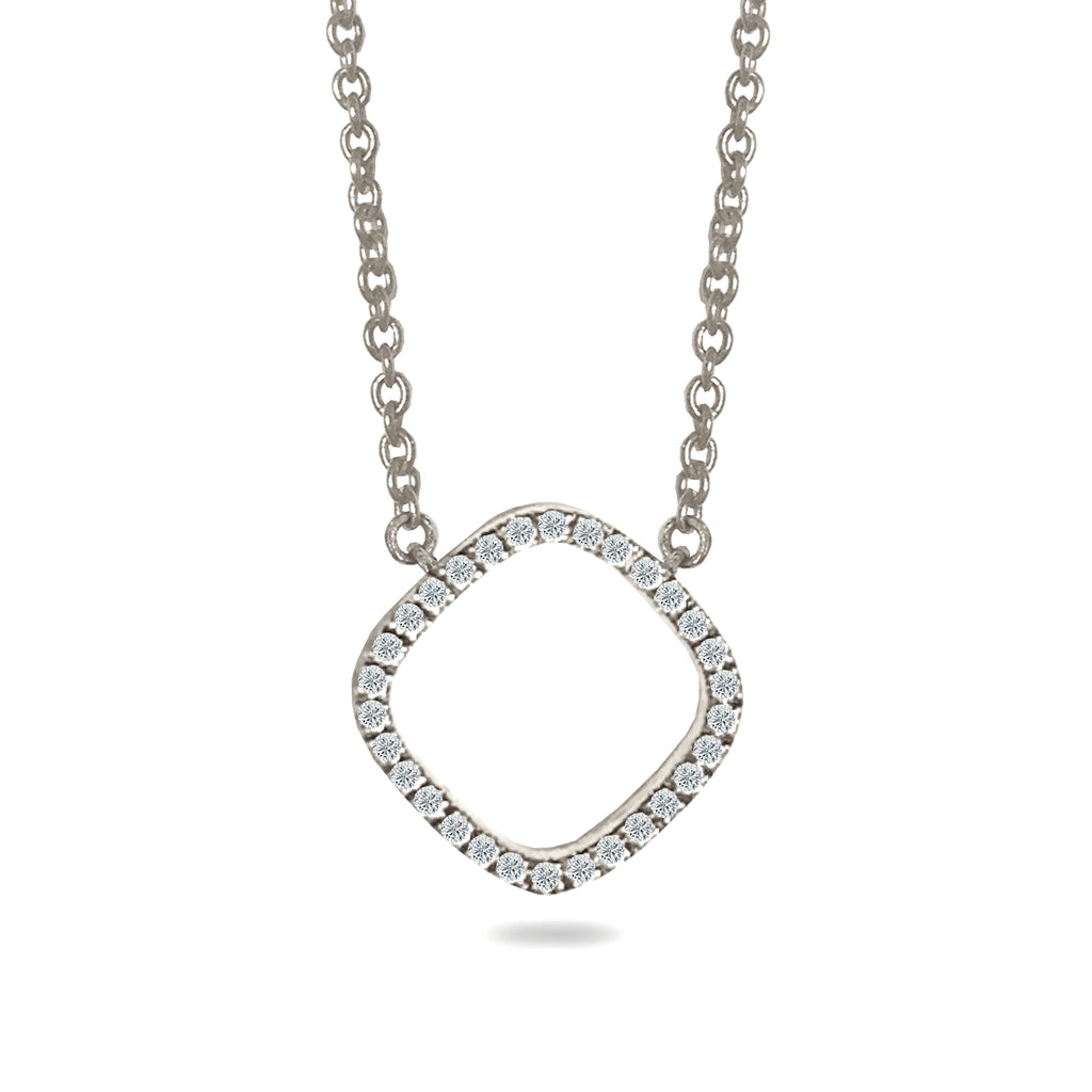14k Gold cushion diamond pave necklace ON3D