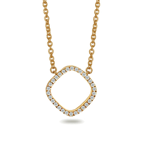 14k Round halo white topaz & diamond necklace MN31590