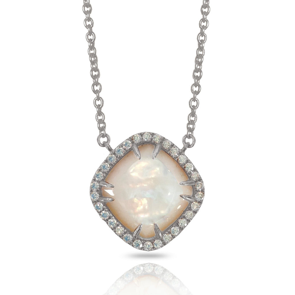 14K Mother of Pearl Cushion Diamond Necklace ON3MP