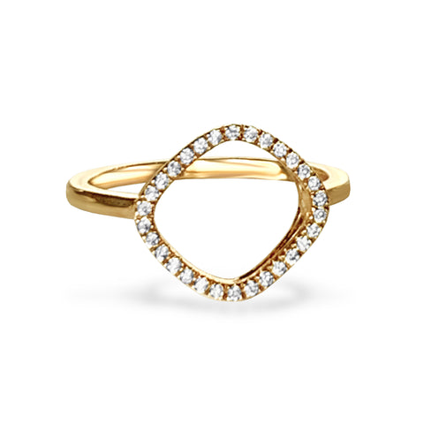14K Gold Diamond Pave Open Circle Dangle Earrings AJE1173