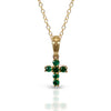 14K Petite Emerald Cross Pendant P10936E