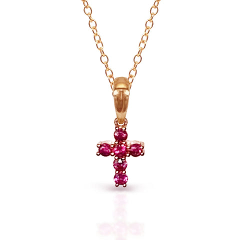 14K Gold Flexible Cross Diamond Necklace P44446