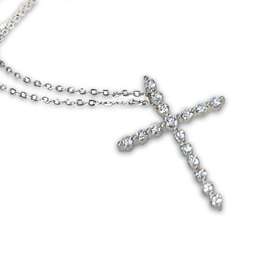 14K Gold Diamond Cross Pendant P23685