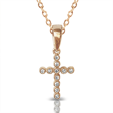 14K gold elegant diamond cross pendant MN43550
