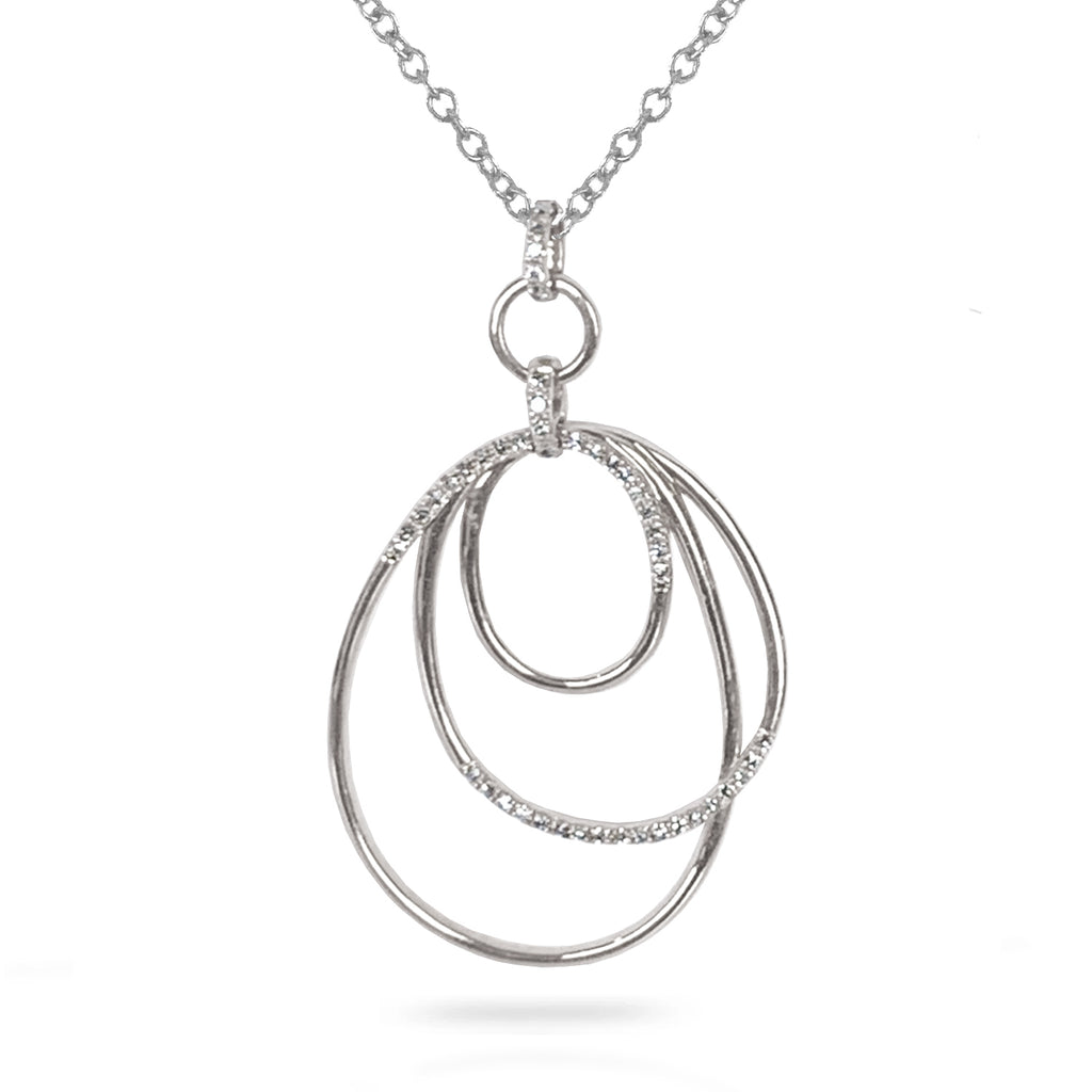 14k Unique interlocking three oval diamond pendant P4019