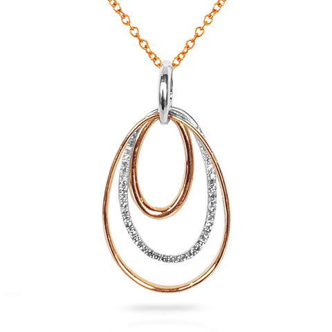 14k two tone open circle diamond necklace MN43828