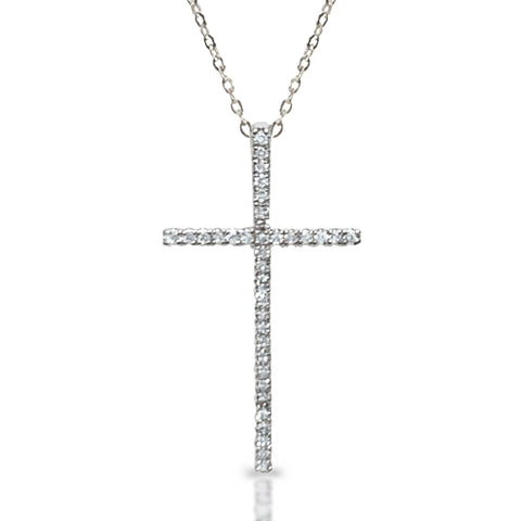 14K Gold Delicate Cross Diamond Necklace P43545