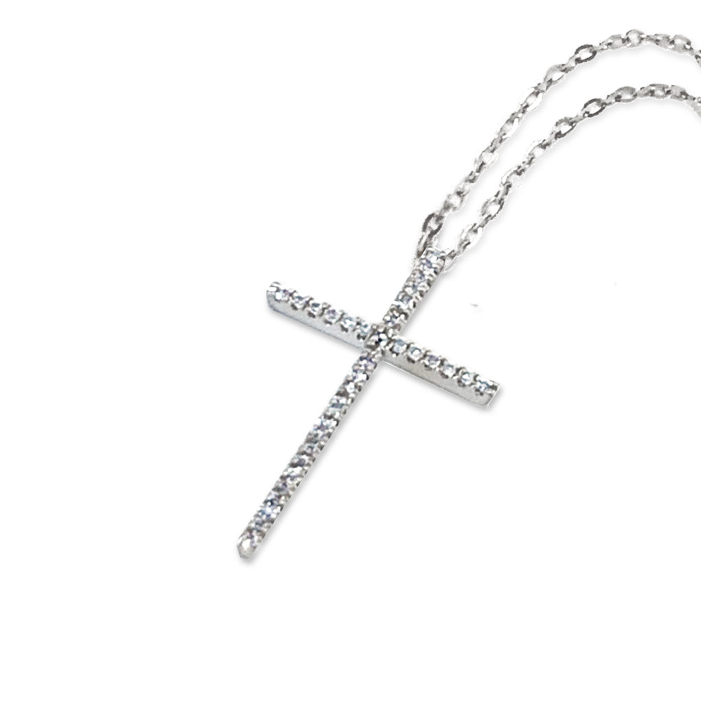 14K Gold Delicate Cross Diamond Necklace P42562