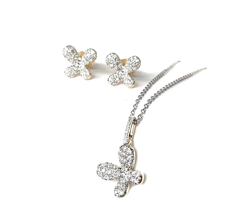 14K pave mini butterfly pendant MP47673