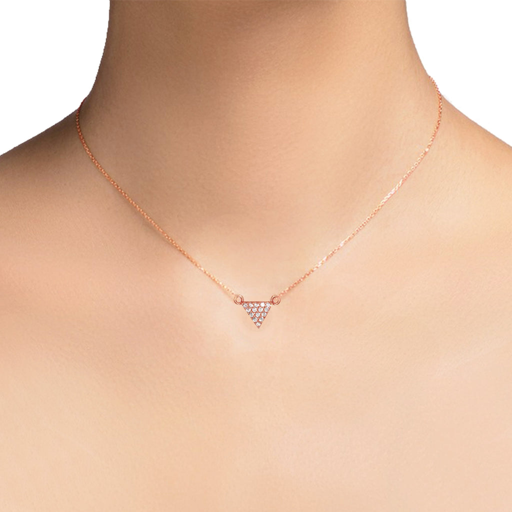 14K Triangle Pave Diamond Necklace P940