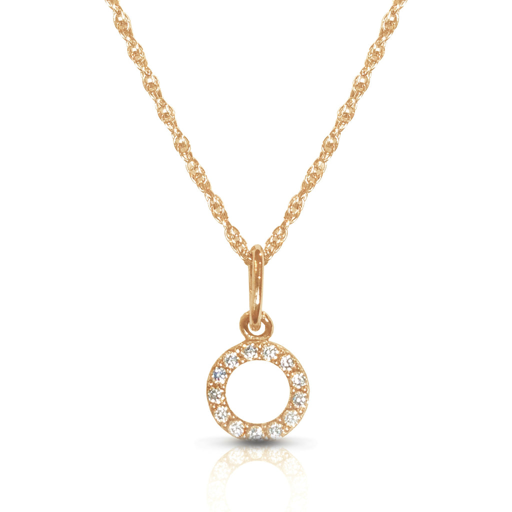 14K Tiny Circle Diamond Pendant P943
