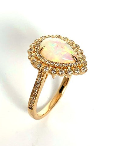 14k gold mother of pearl, ruby & diamond fashion ring MR4880