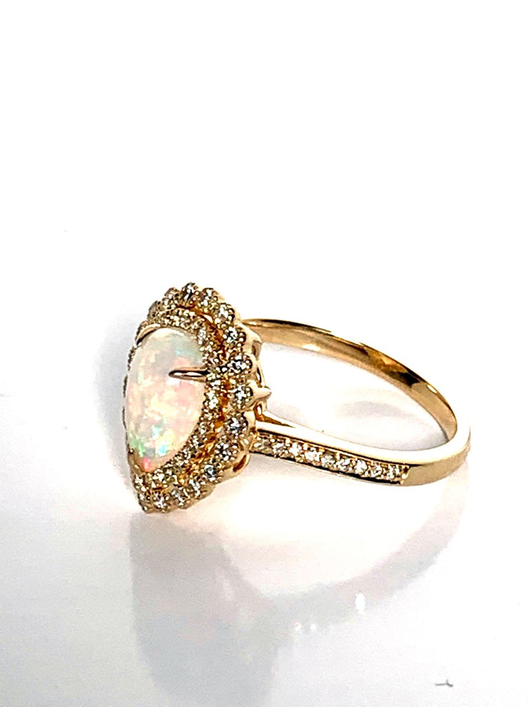 14k gold Ethiopian opal tear drop fashion ring MR4881