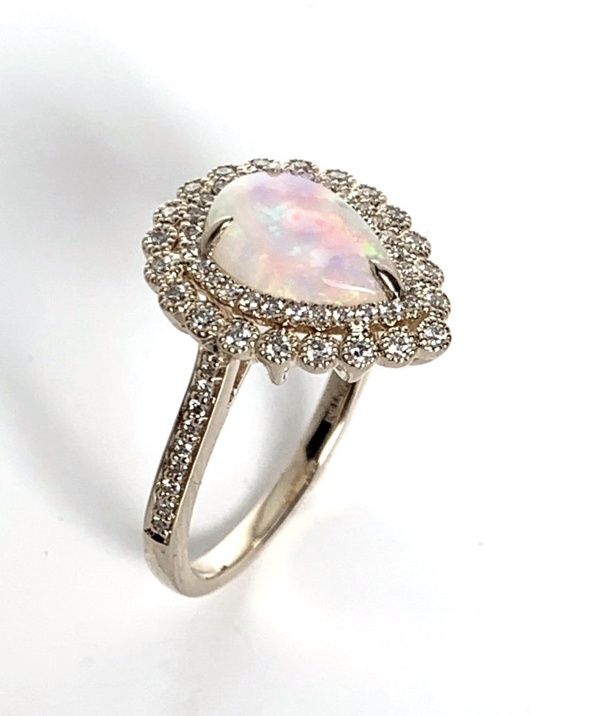 14k gold Ethiopian opal tear drop fashion ring MR4881