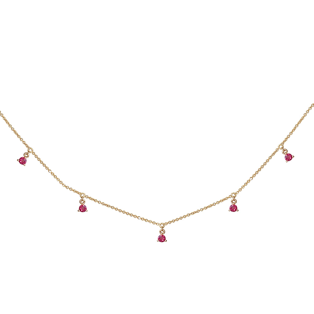 14k Hanging RUBY station necklace MN44917R