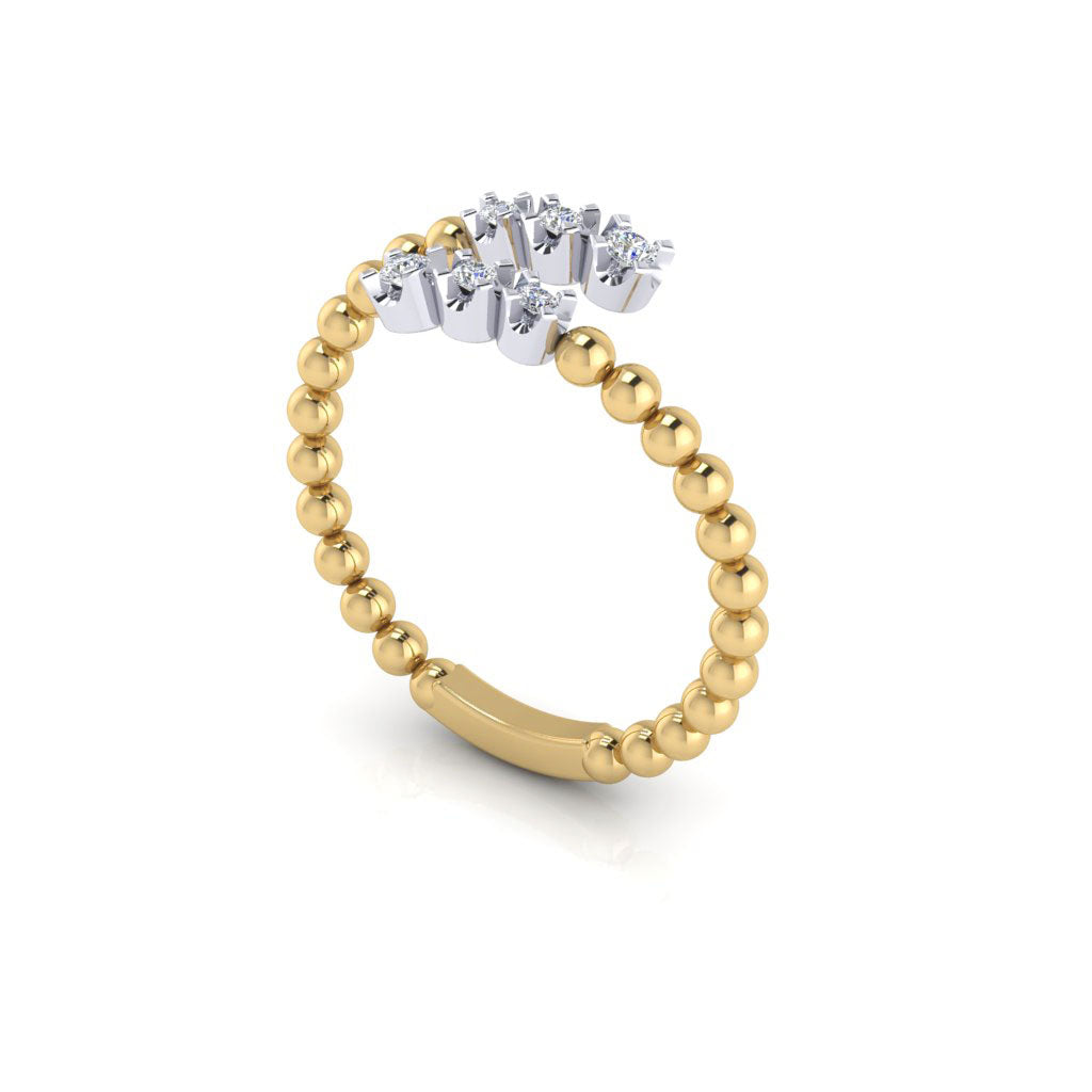 14k gold beaded bypass diamond fashion ring MR4885WY