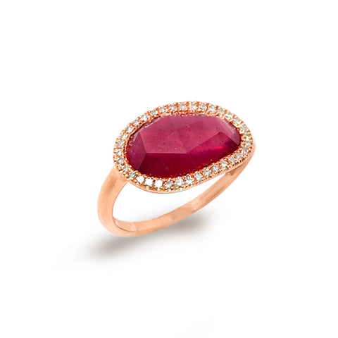 14k gold beaded ruby fashion stack ring SR38281R