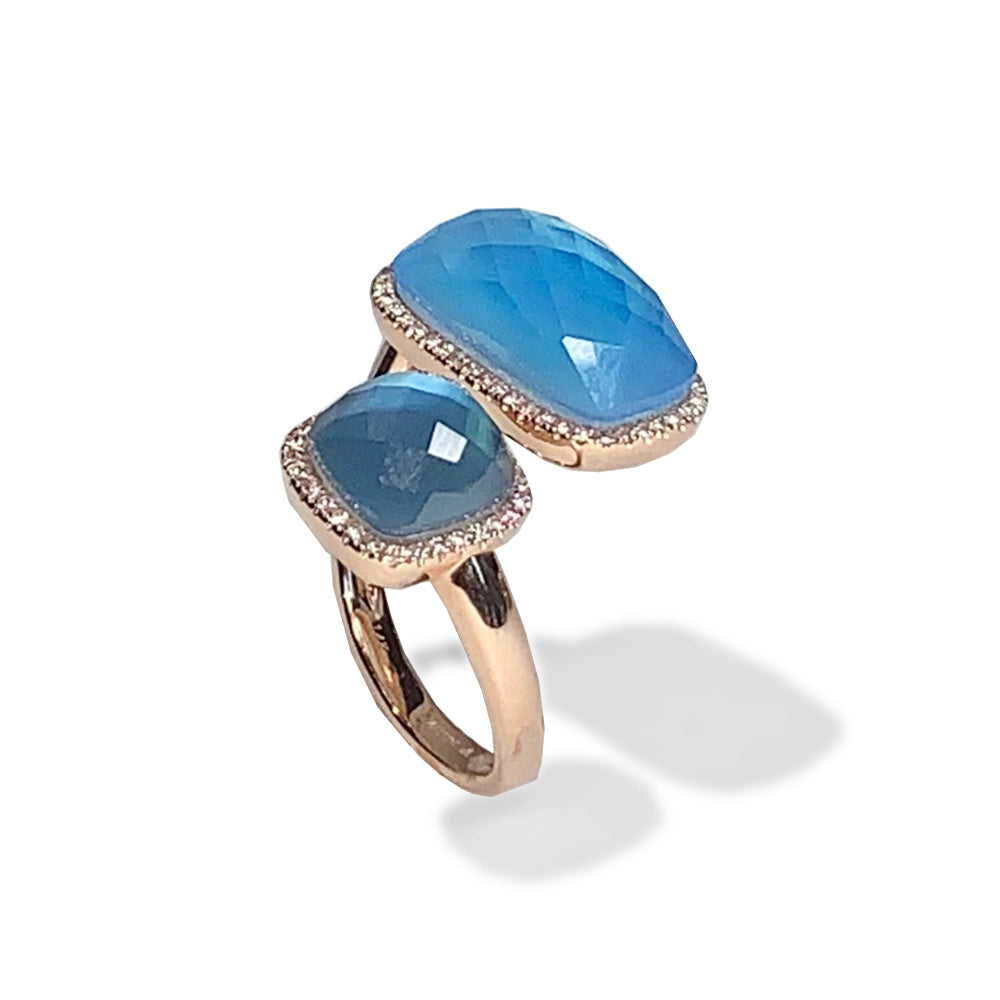 14k gold blue topaz doublet fashion ring R7193